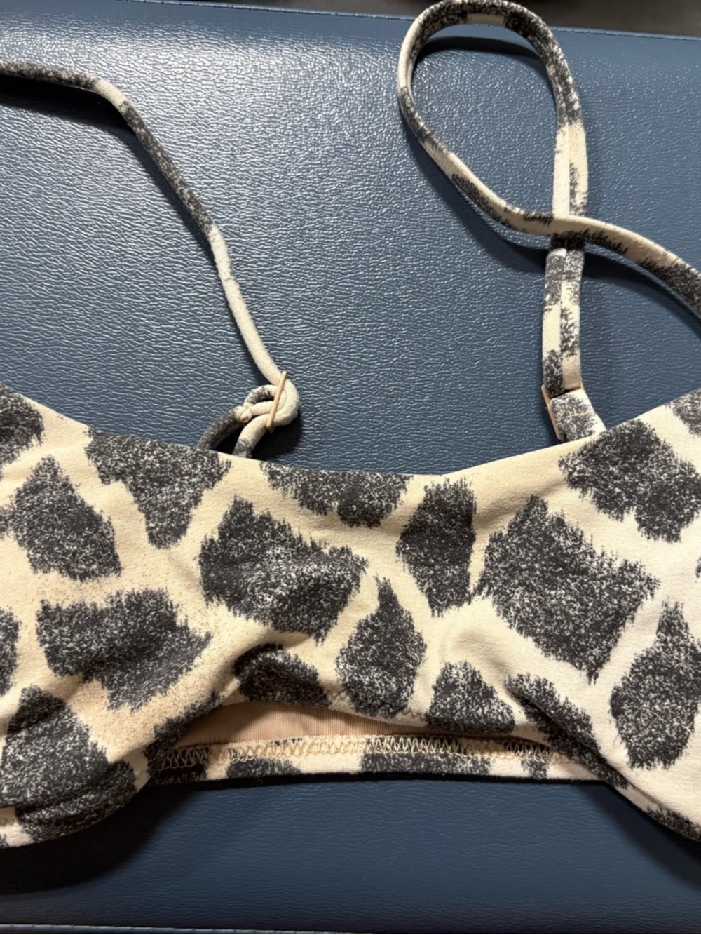 aerie Beige and Black Leopard Print Bikini Top